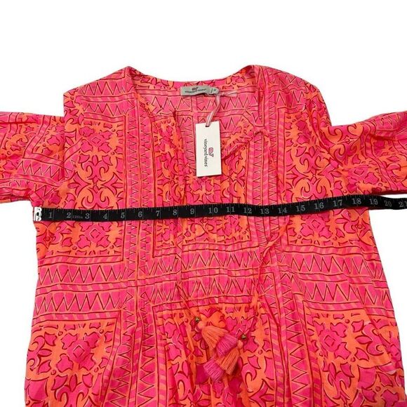 vineyard vines Top Pink Print w Tie Neck New !! Long Sleeves Size XSmall NEW !!! - Picture 9 of 11
